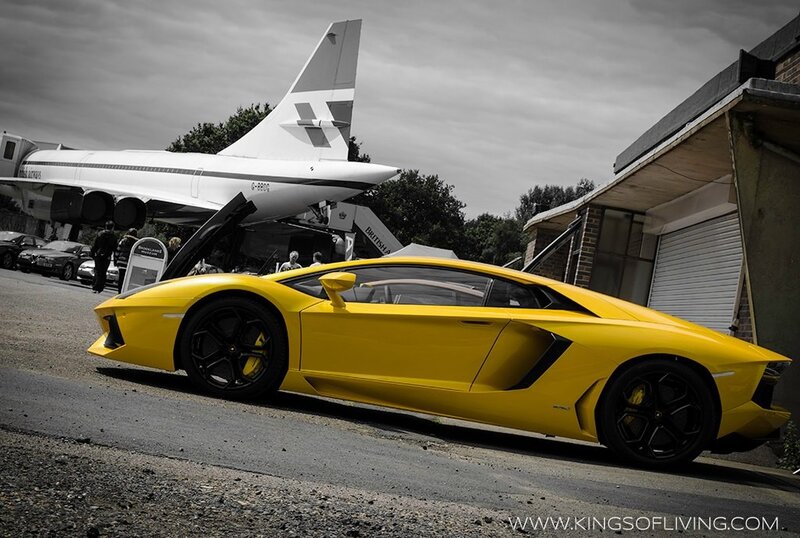 Yellow Lamborghini and Concorde