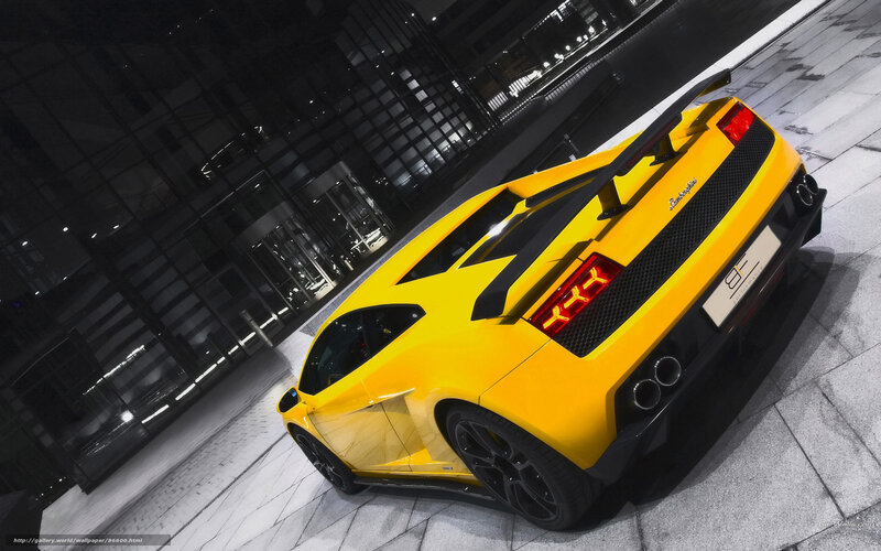 Yellow Lamborghini at night