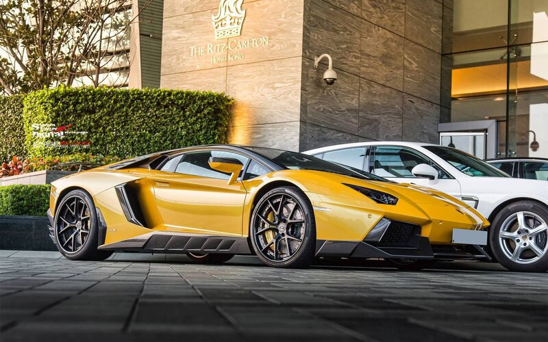 Yellow Lamborghini Aventador — Dramatic, Afternoon