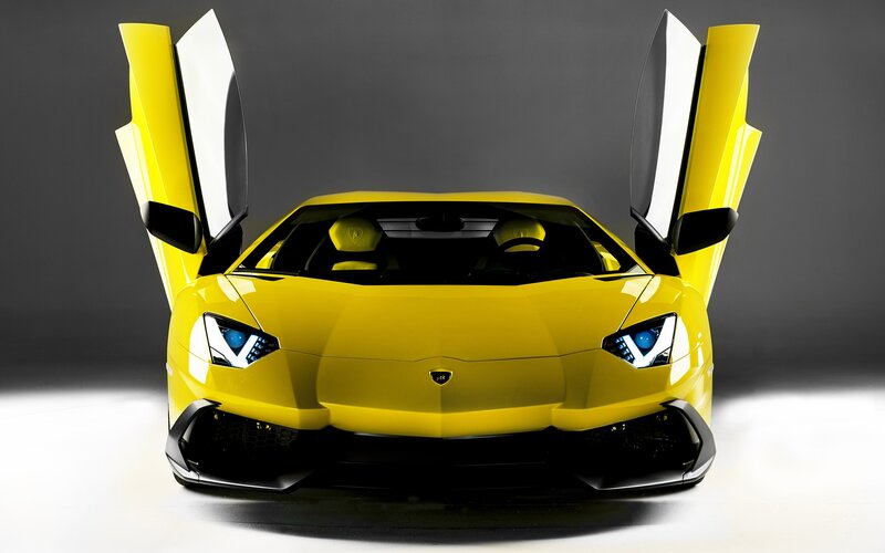 Yellow Lamborghini Aventador — Dramatic, Photograph, Car Doors