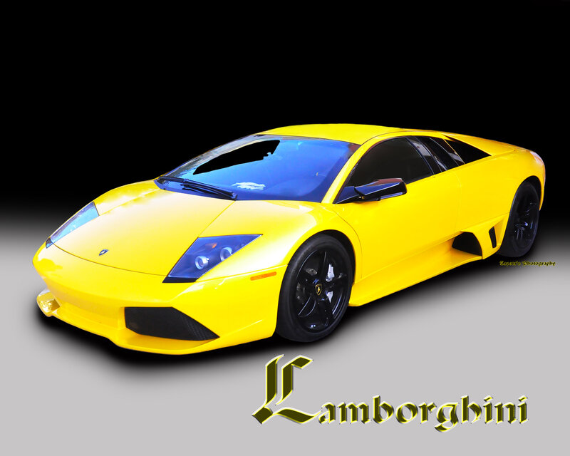 Yellow Lamborghini Car — Dramatic, Photograph, Black Wheels