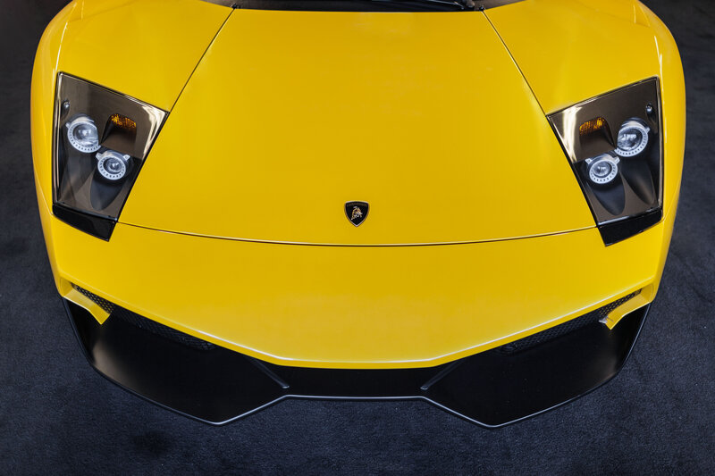 Yellow Lamborghini Car — Dramatic, Photograph, Headlights