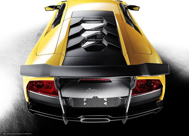 Yellow Lamborghini Car — Dramatic, Photograph, Rear View, Spoiler