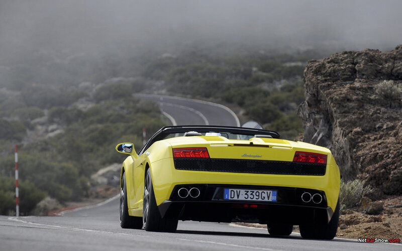 Yellow Lamborghini Convertible — Dramatic, Photograph, Car, Road