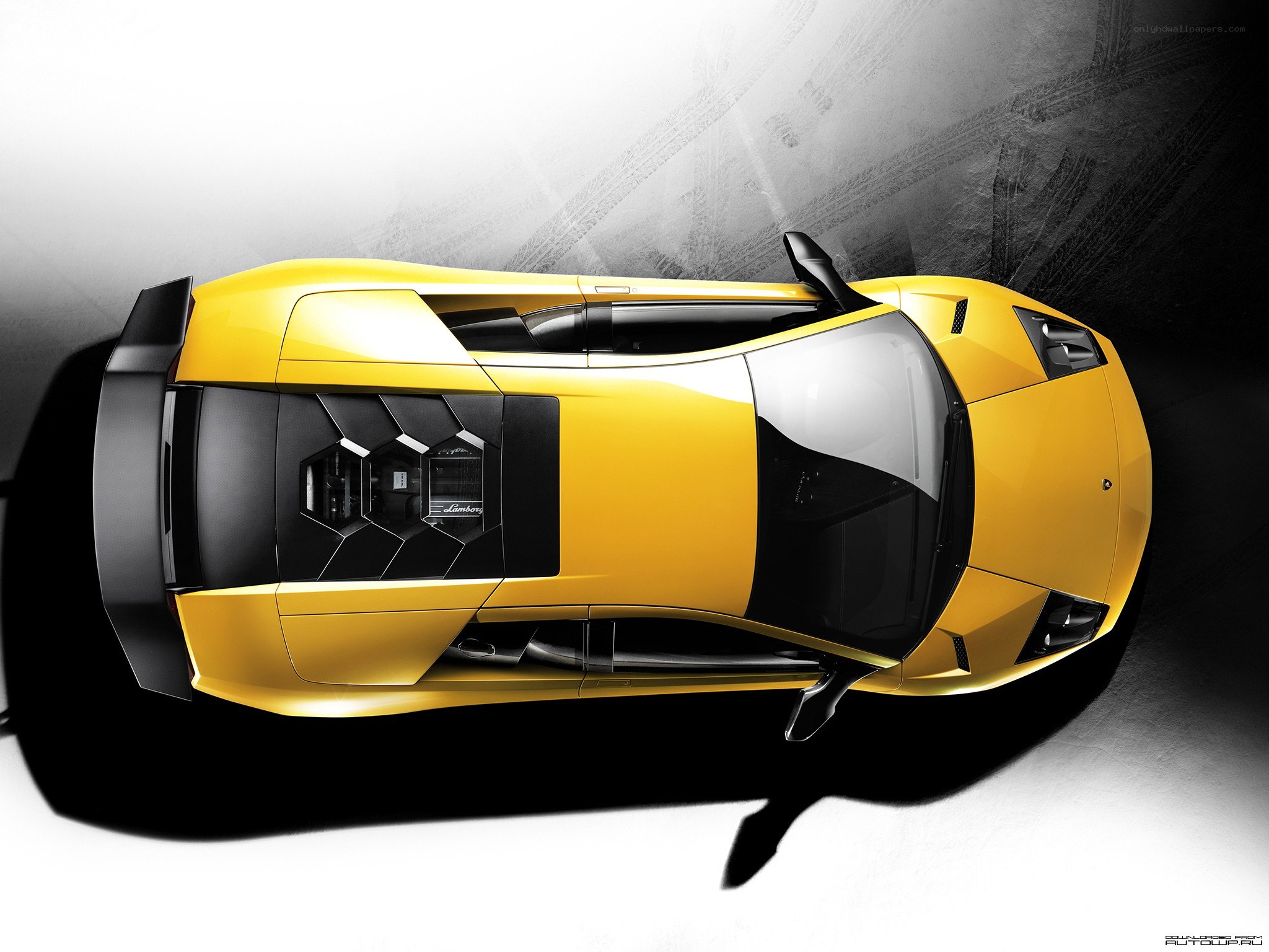 Yellow Lamborghini from above