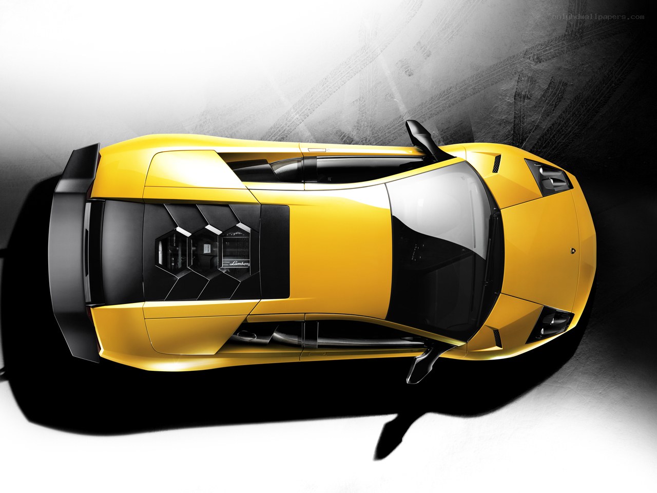Yellow Lamborghini from above