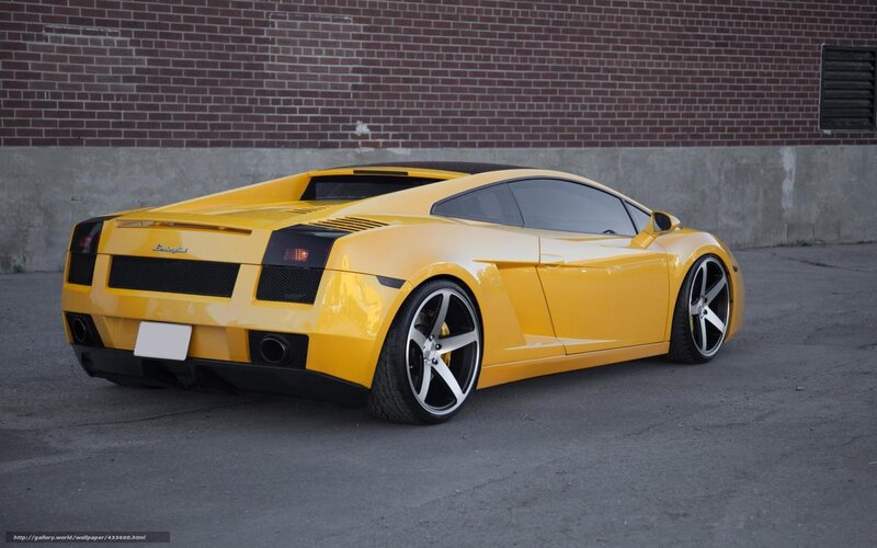 Yellow Lamborghini Gallardo — Dramatic, Photograph, Brick Wall