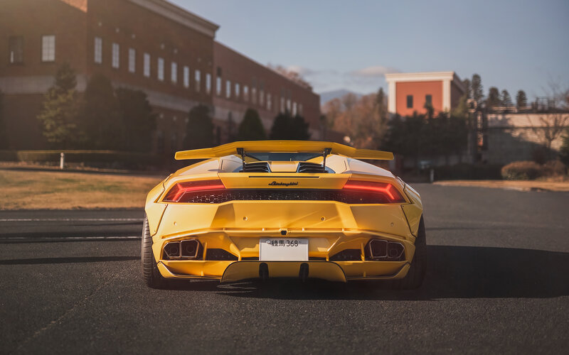 Yellow Lamborghini Huracan — Dramatic, Afternoon, Photograph, Car