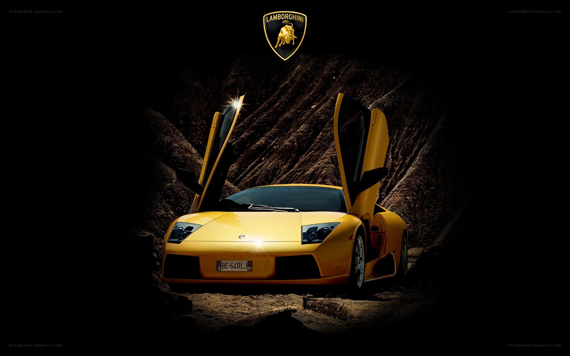 Yellow Lamborghini in cave