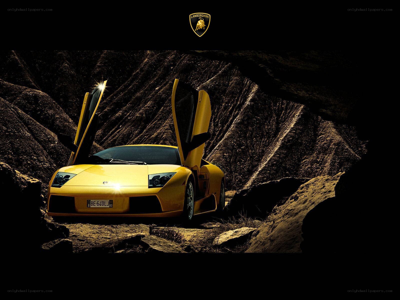 Yellow Lamborghini in cave