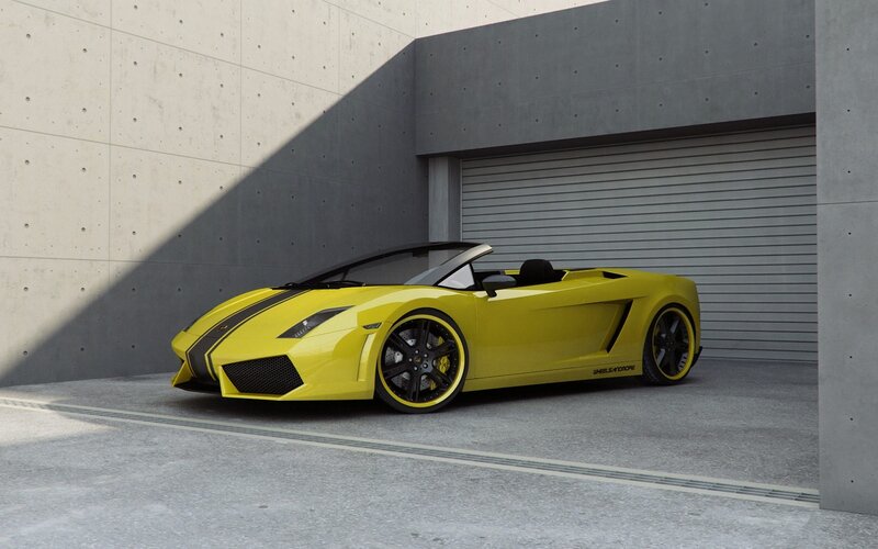 Yellow Lamborghini in garage
