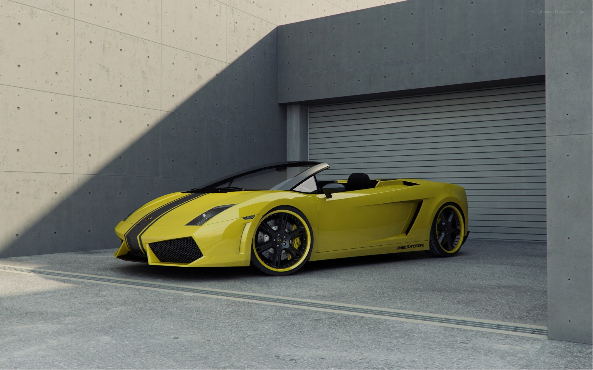 Yellow Lamborghini in garage