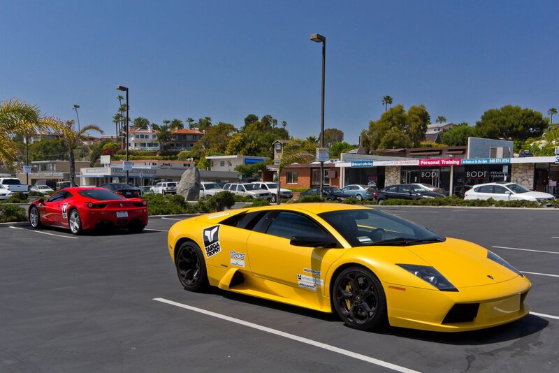 Yellow Lamborghini in parking lot