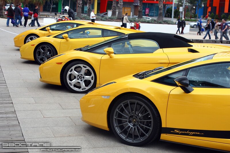 Yellow Lamborghini lineup