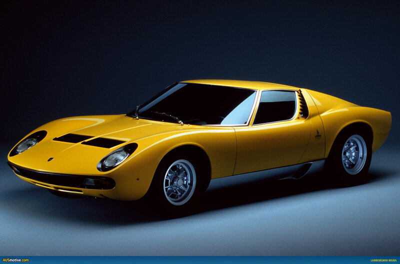 Yellow Lamborghini Miura — Dramatic