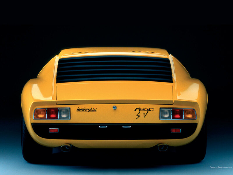 Yellow Lamborghini Miura SV rear view