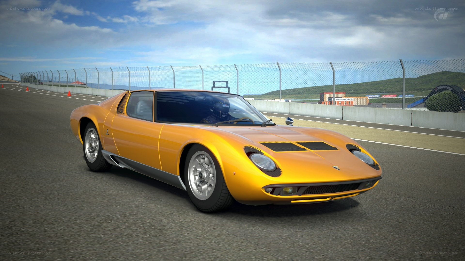 Yellow Lamborghini on a racetrack