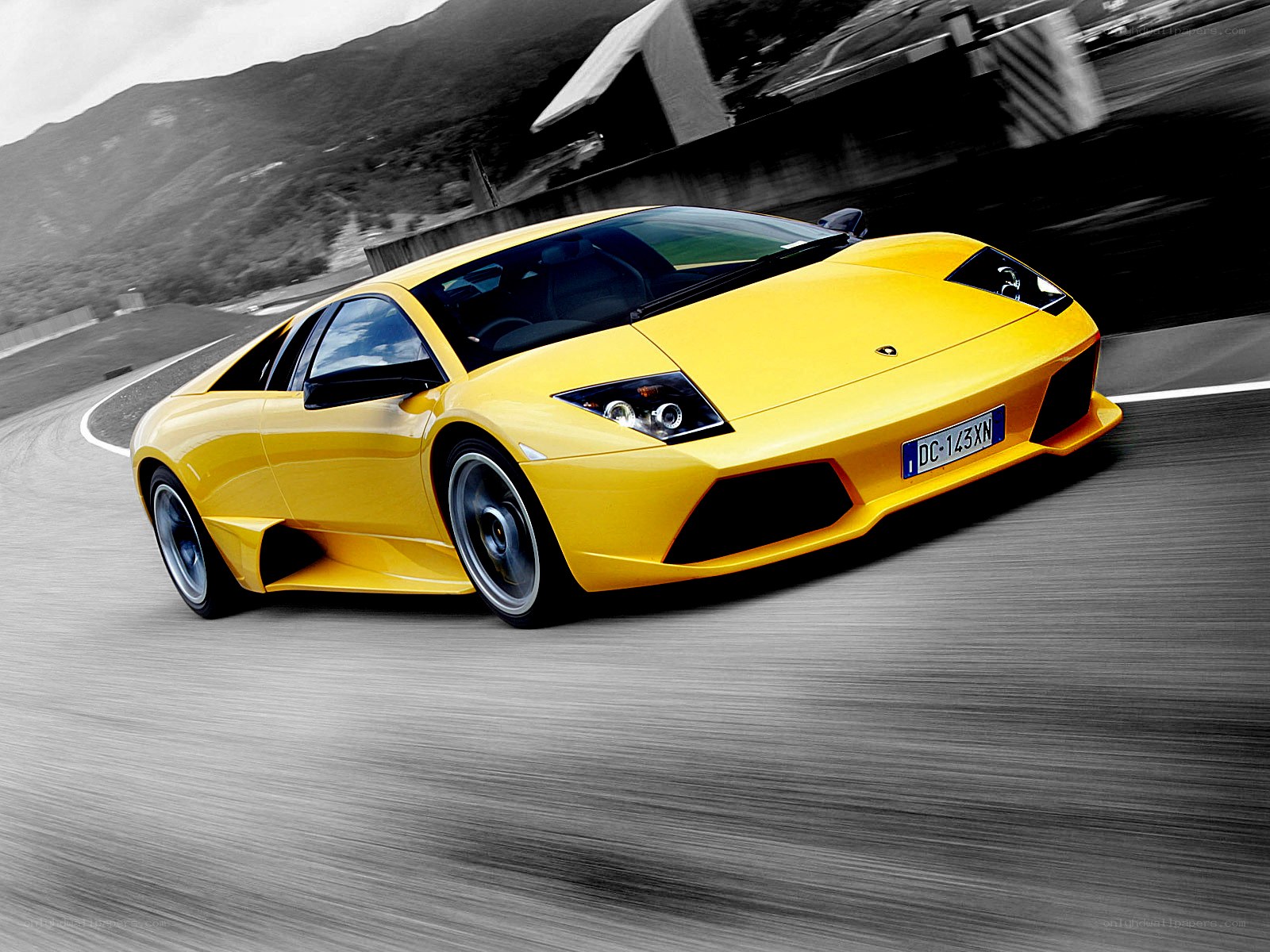 Yellow Lamborghini on a racetrack