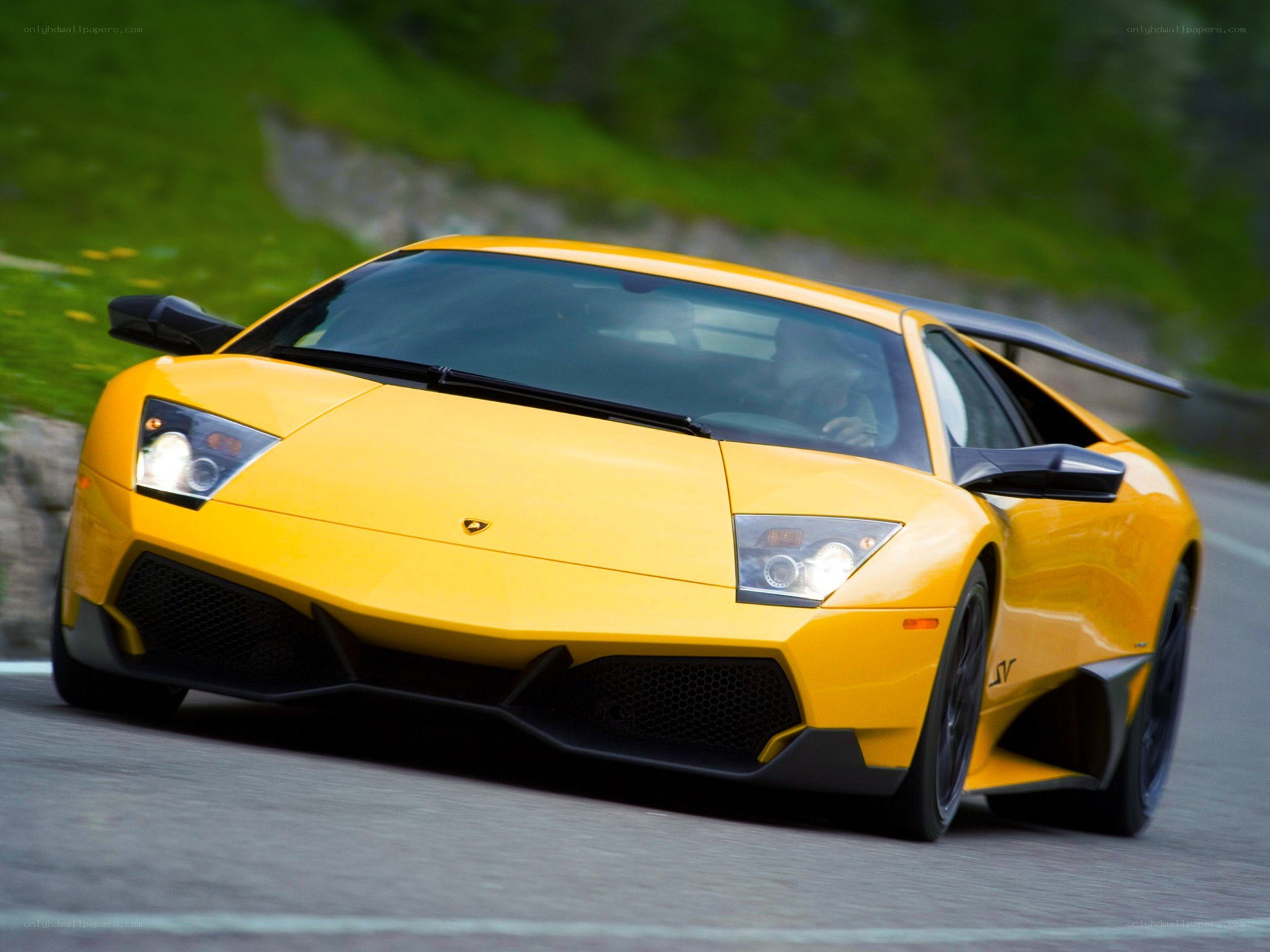 yellow lamborghini on a road