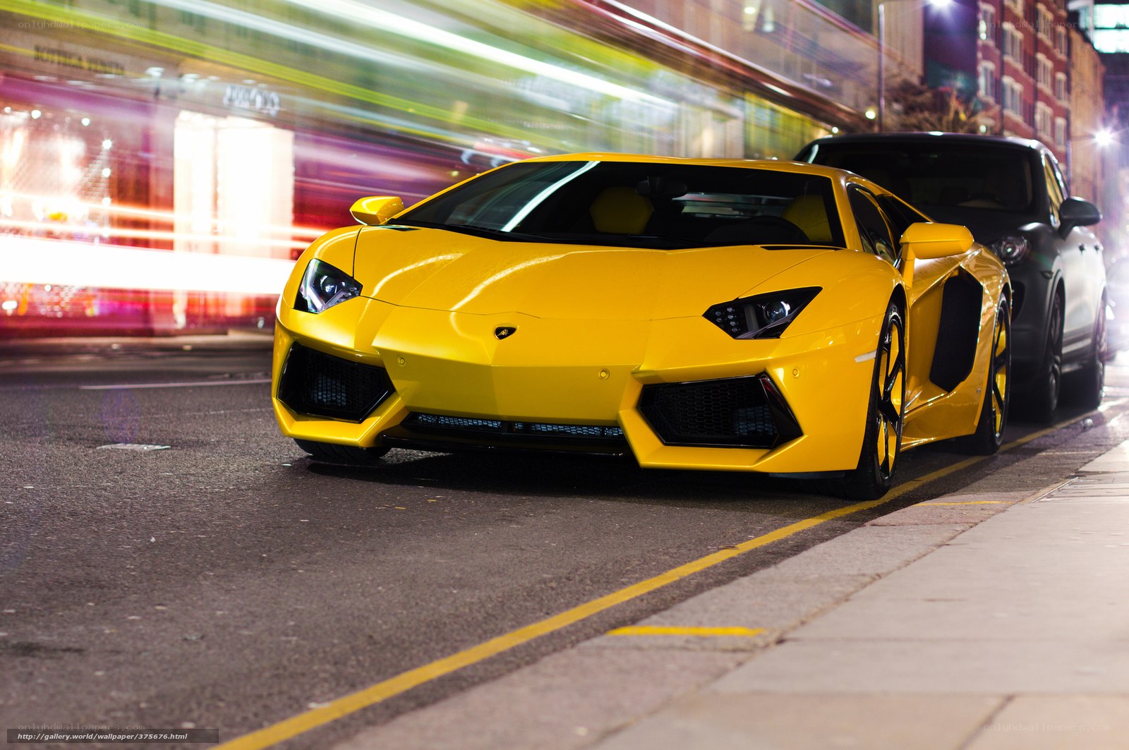 Yellow Lamborghini on city street
