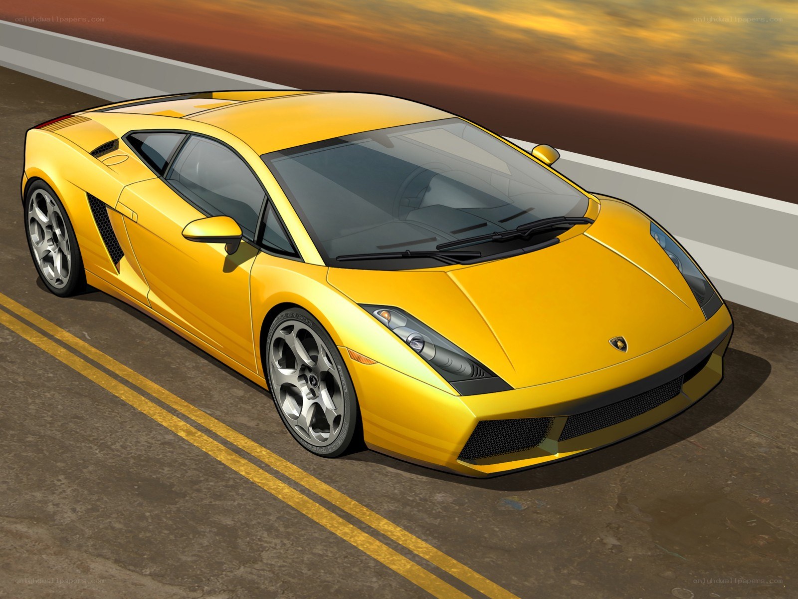 Yellow Lamborghini on road