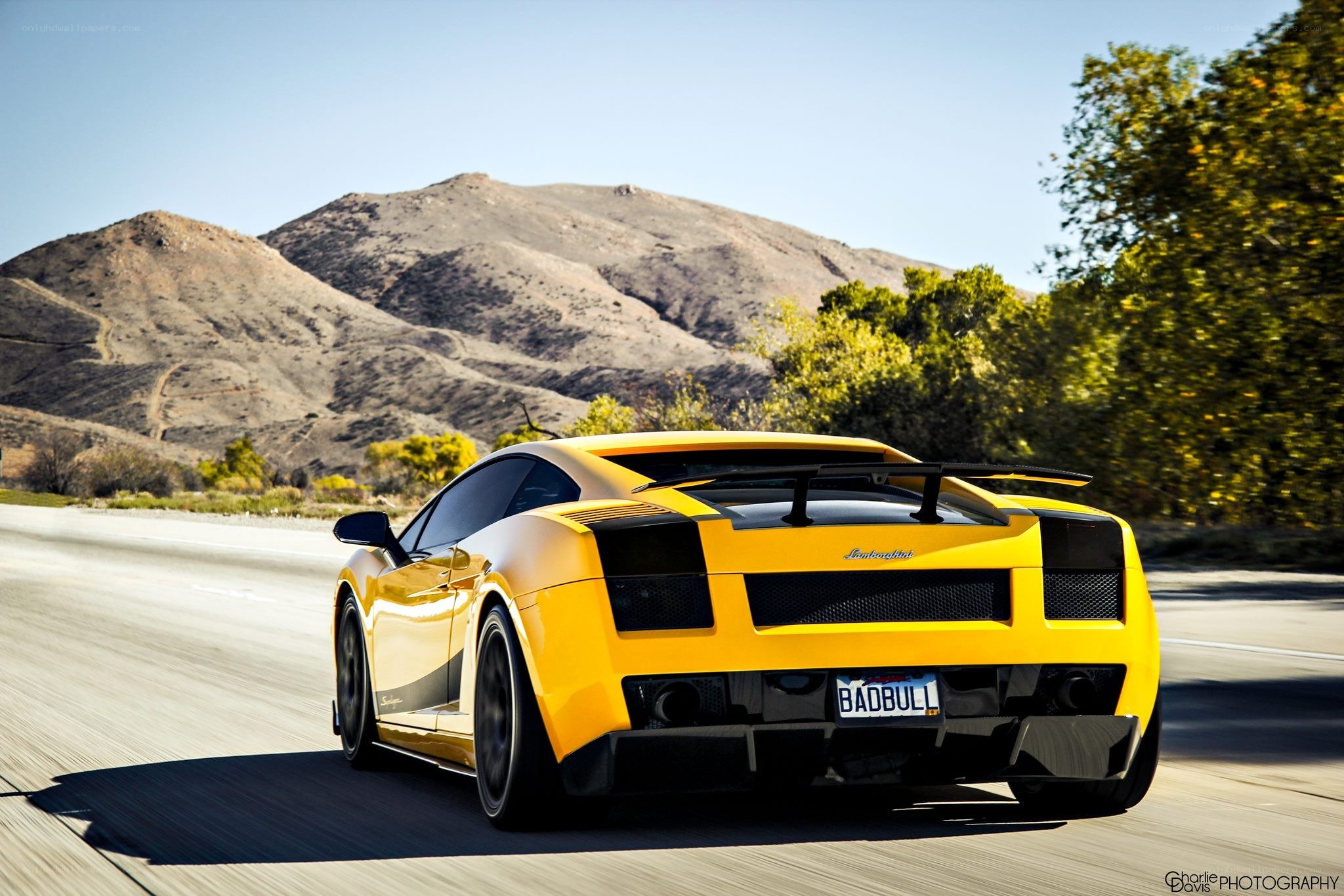 yellow lamborghini on road
