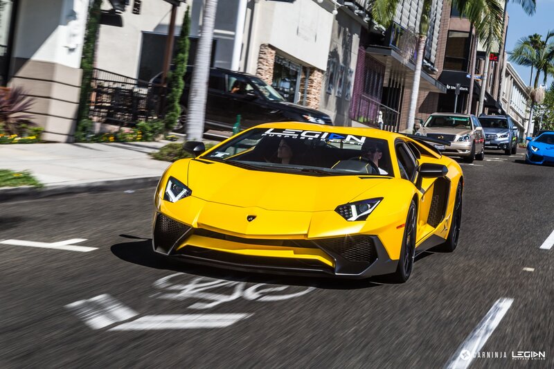 Yellow Lamborghini on Street — Dynamic