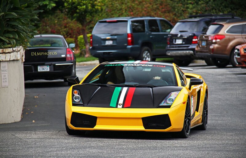 Yellow Lamborghini on street