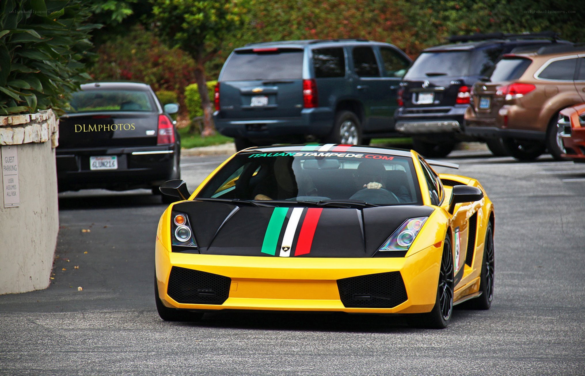 Yellow Lamborghini on street