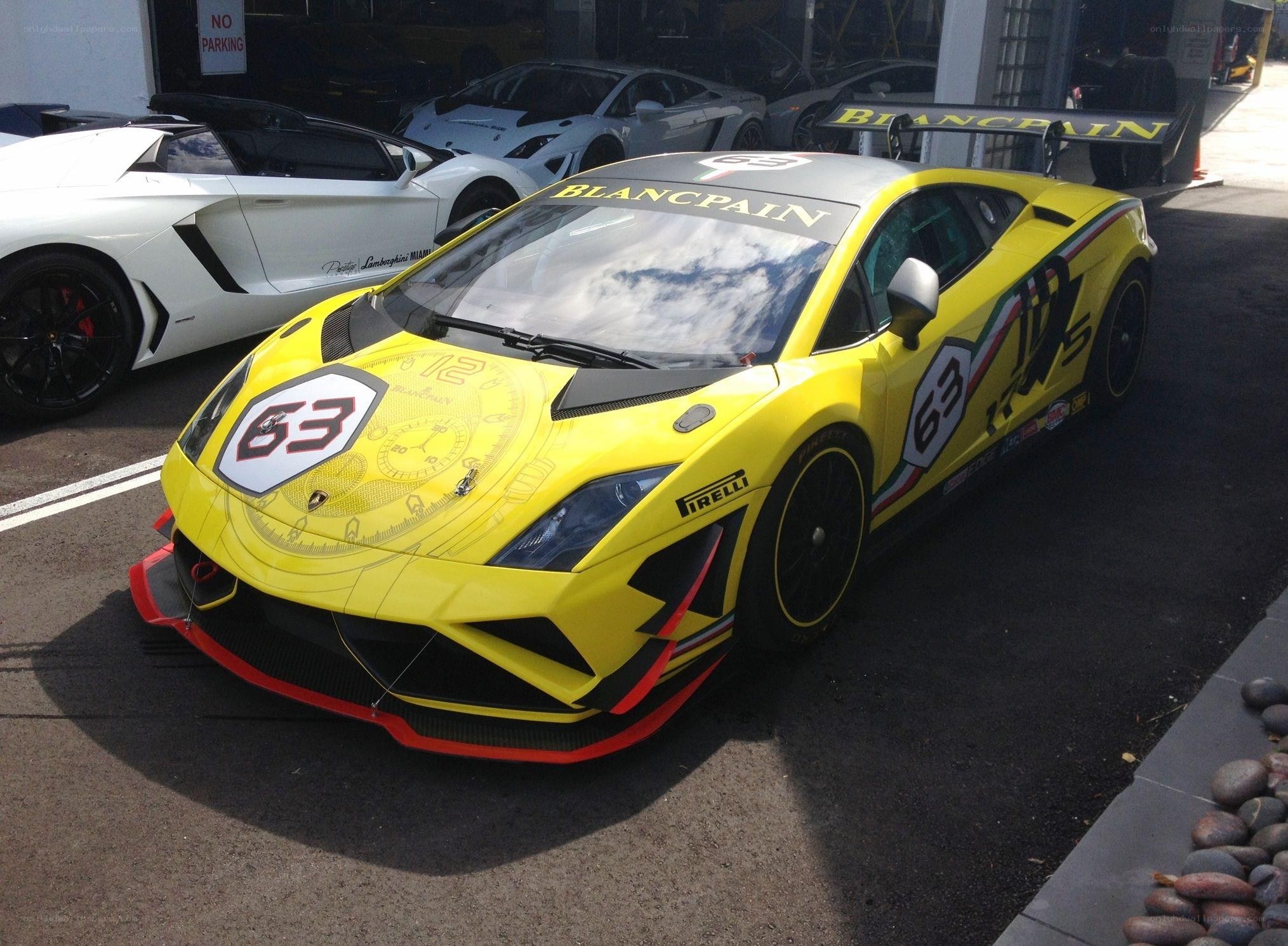 Yellow Lamborghini race car