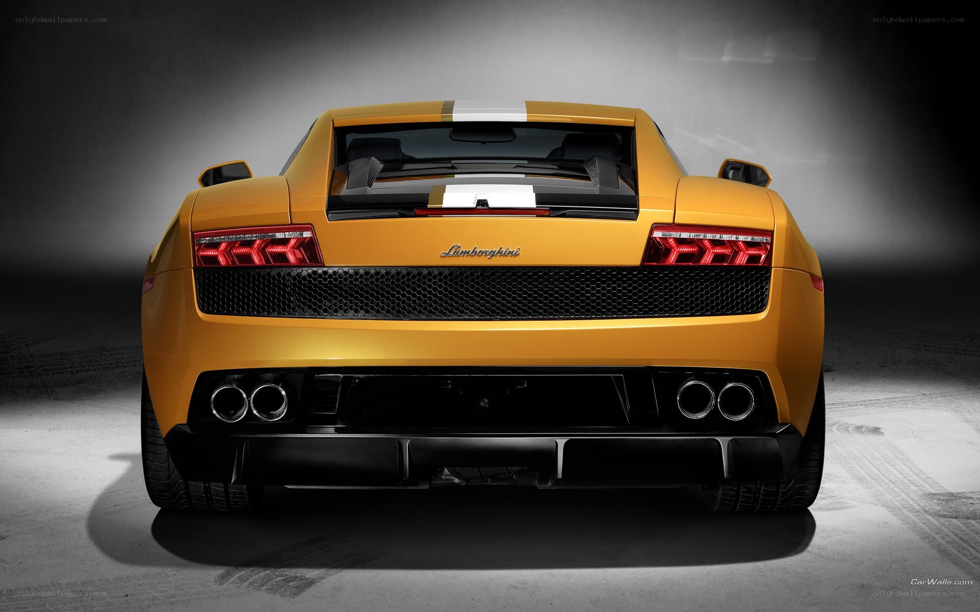 yellow lamborghini rear view