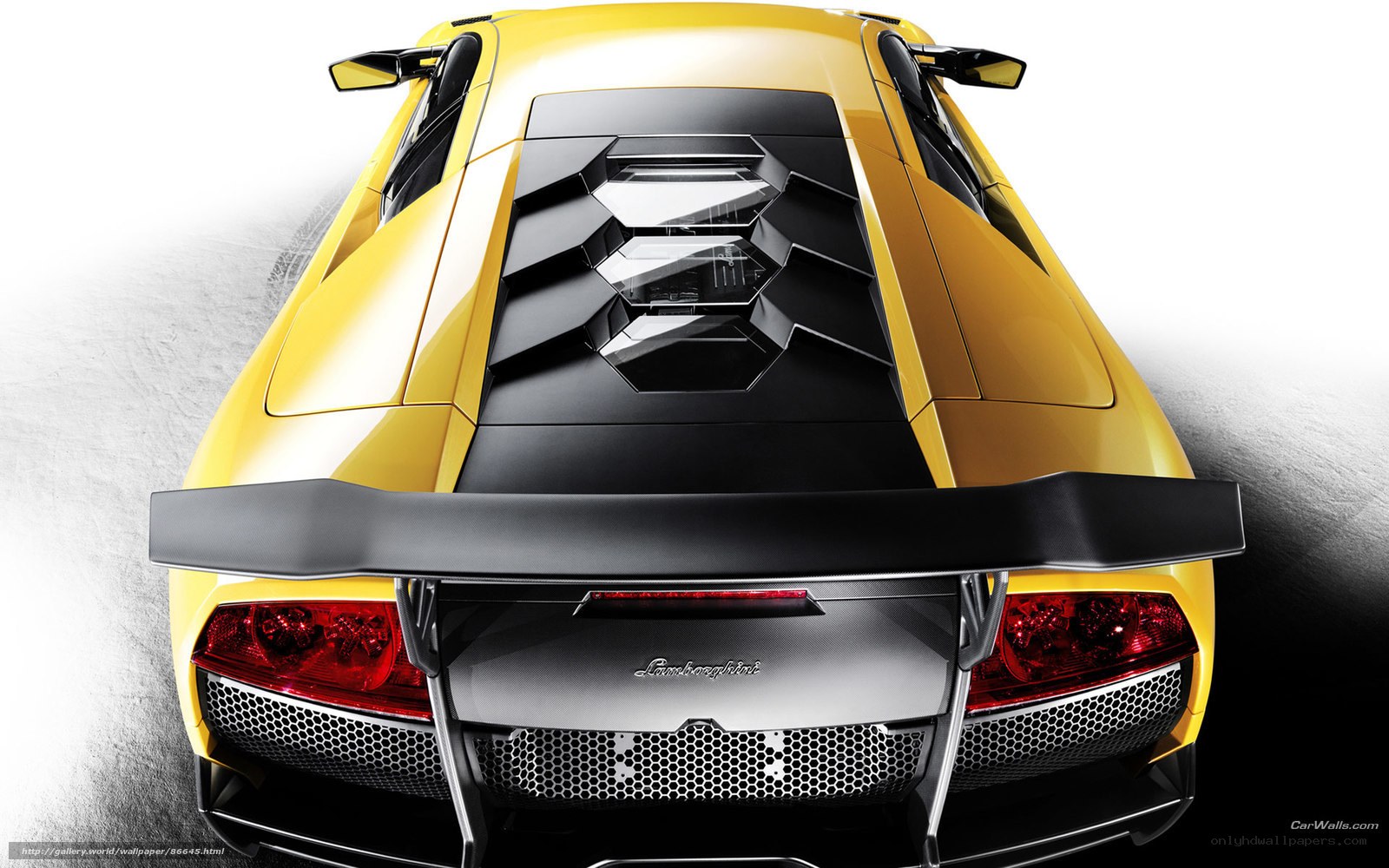Yellow Lamborghini rear view