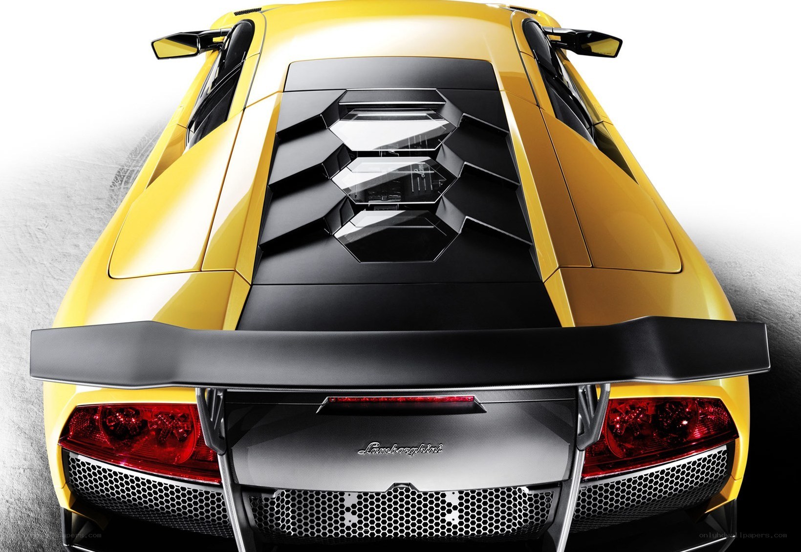 Yellow Lamborghini rear view