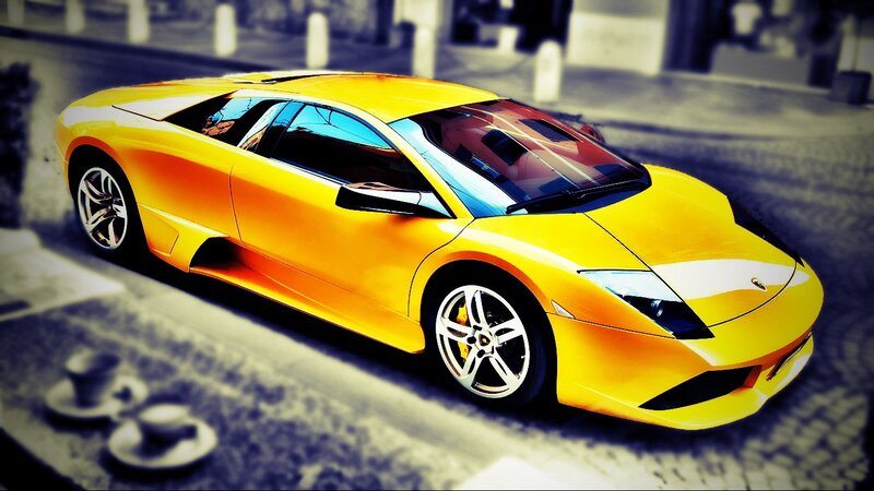 Yellow Lamborghini sports car