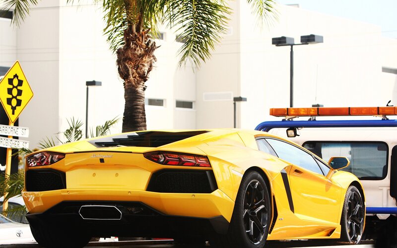 Yellow Lamborghini sports car