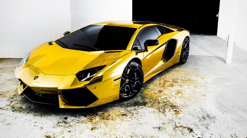 yellow Lamborghini sports car