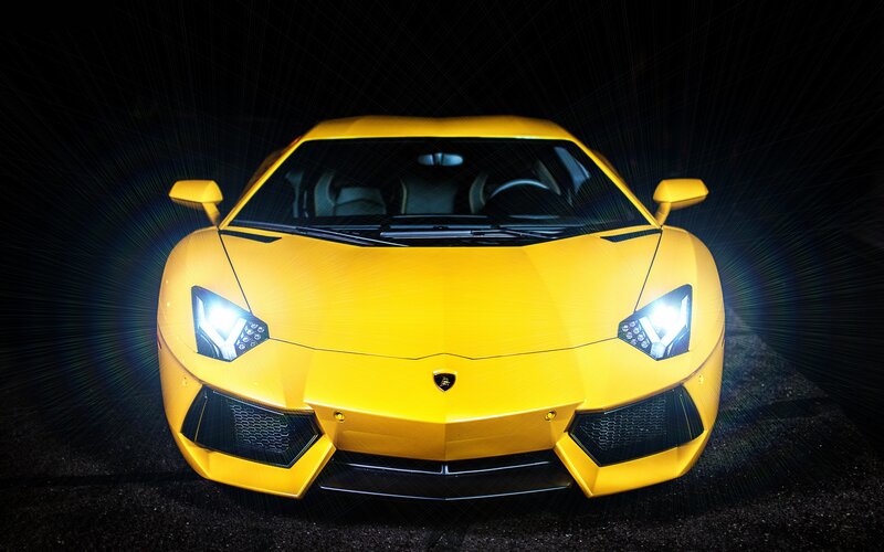 yellow Lamborghini sports car