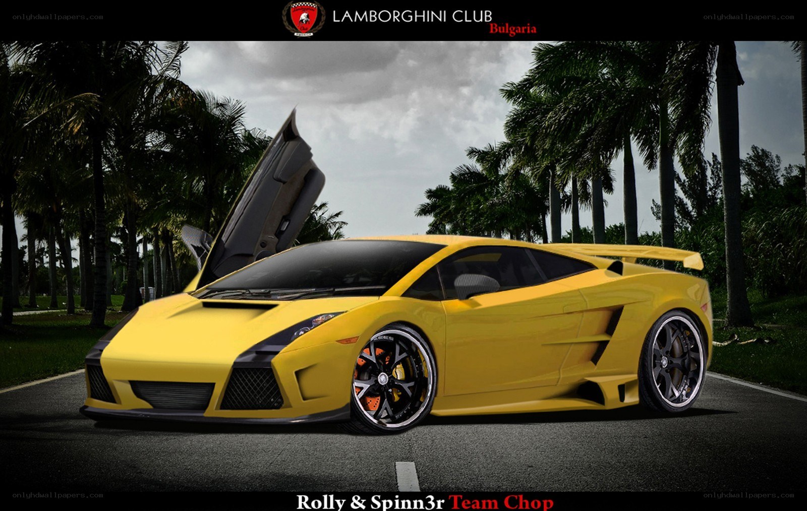 Yellow Lamborghini with open door
