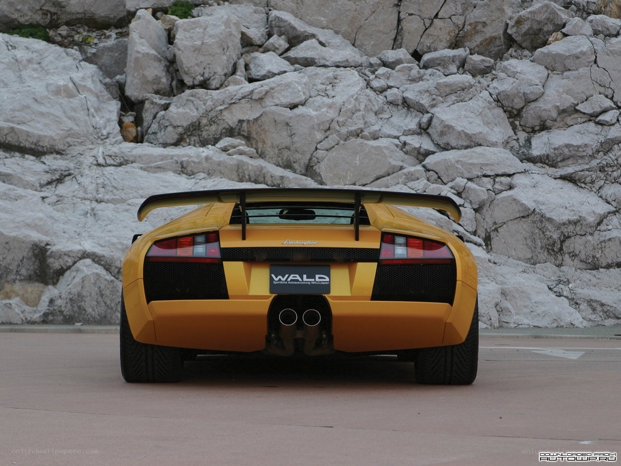 yellow lamborghini with wald badge