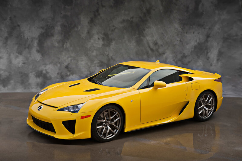 Yellow Lexus LFA sports car