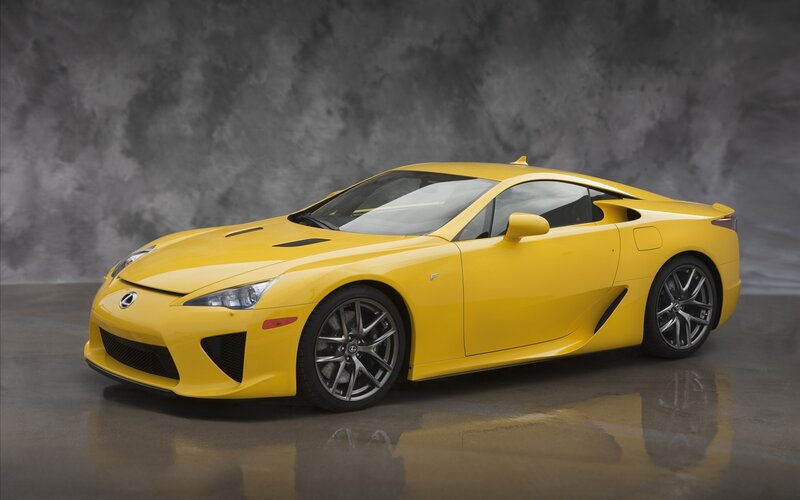 Yellow Lexus LFA sports car