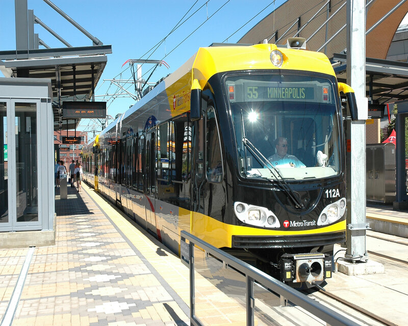 Yellow Light Rail Train