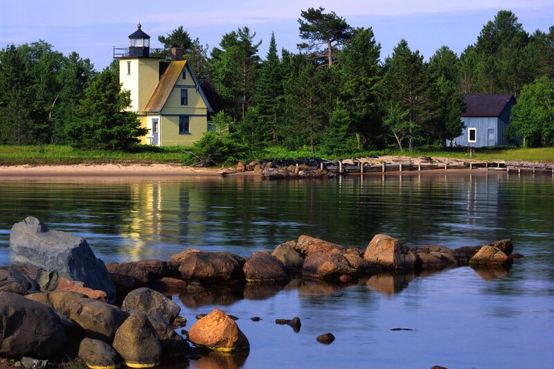Yellow Lighthouse by Water