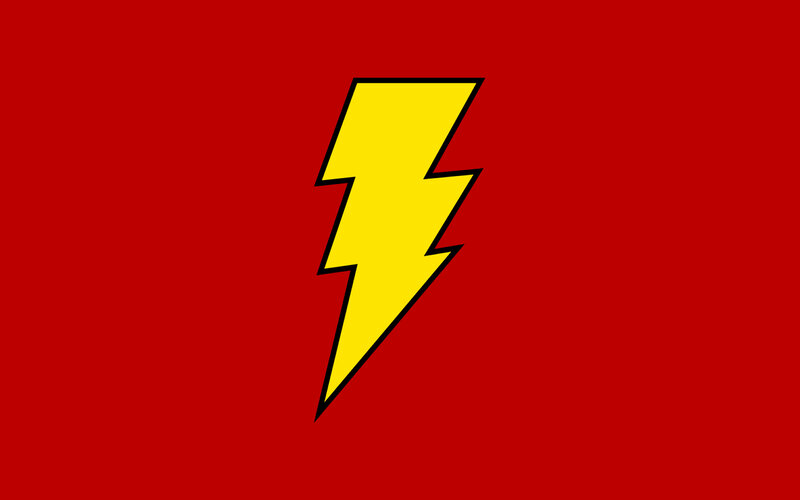 yellow lightning bolt on red