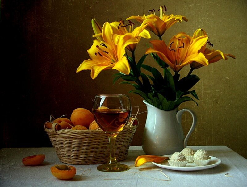 Yellow Lilies in Pitcher