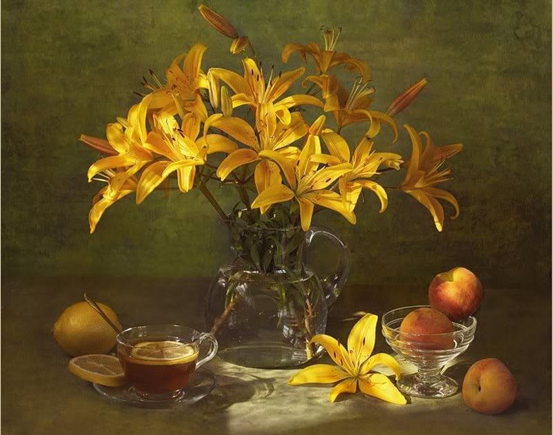 Yellow Lilies in Vase — Serene