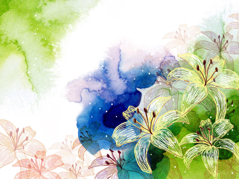 Yellow Lilies on Watercolor