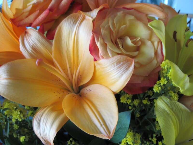 Yellow Lily and Rose