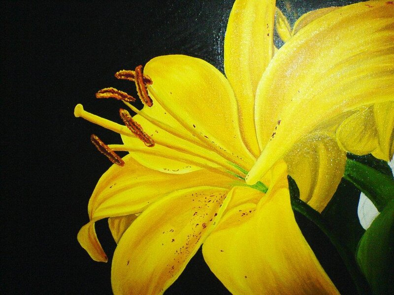 yellow lily flower painting