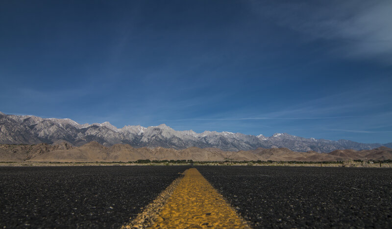 Yellow Line on Road — Blue, Serene